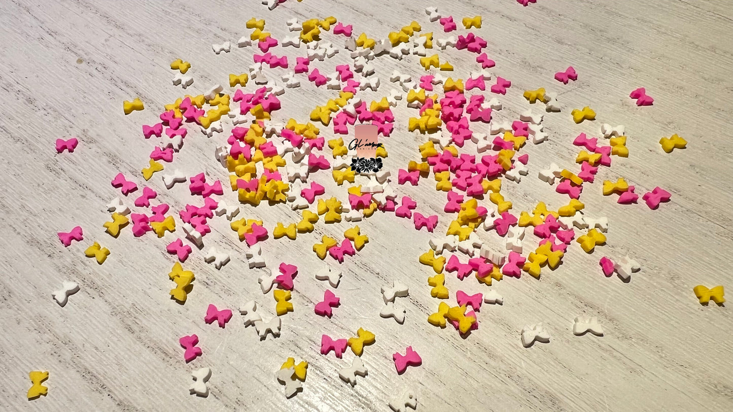 White/Yellow/Pink Ribbon Polymer Slices- 5mm Small