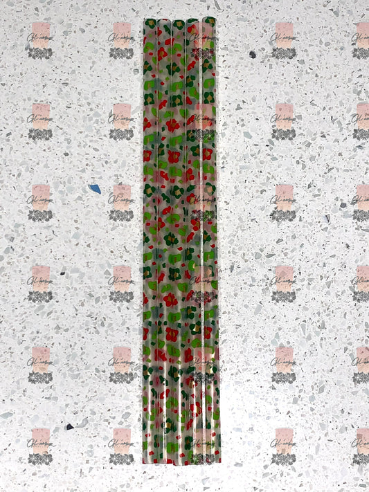 Tropical Leopard Print Reusable Straw - 9 inches