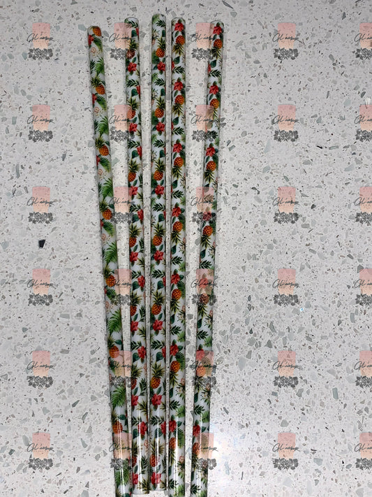 Pineapple Tropical Print Reusable Straw - 9 inches