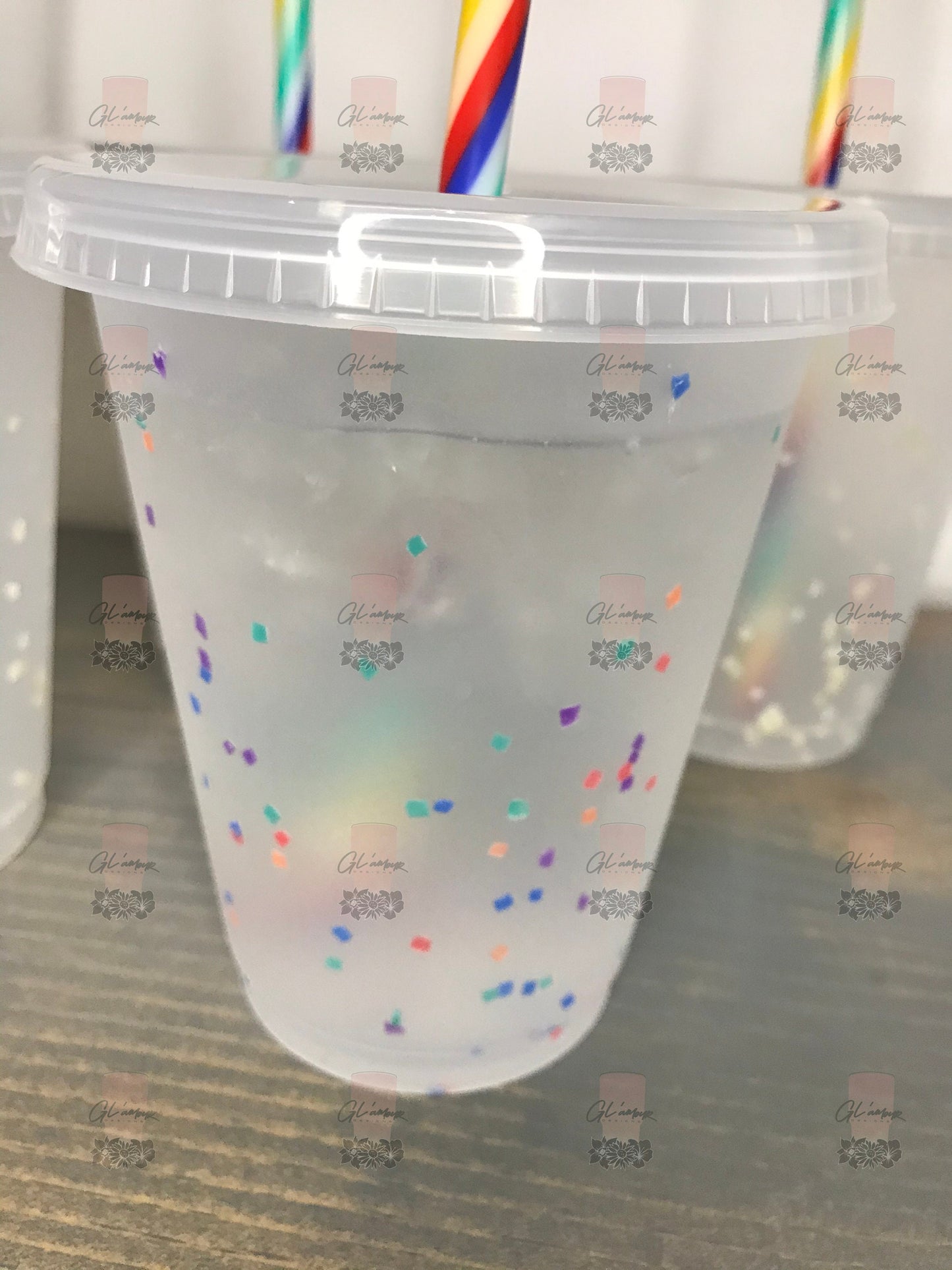 Confetti Cold Cups with Rainbow Straws