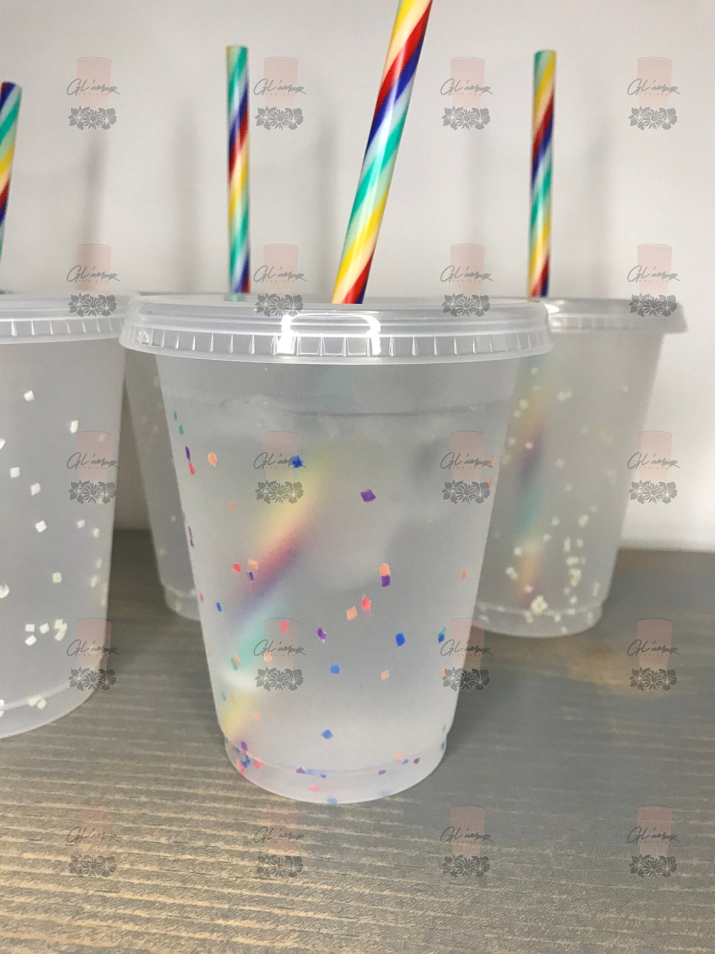 Confetti Cold Cups with Rainbow Straws