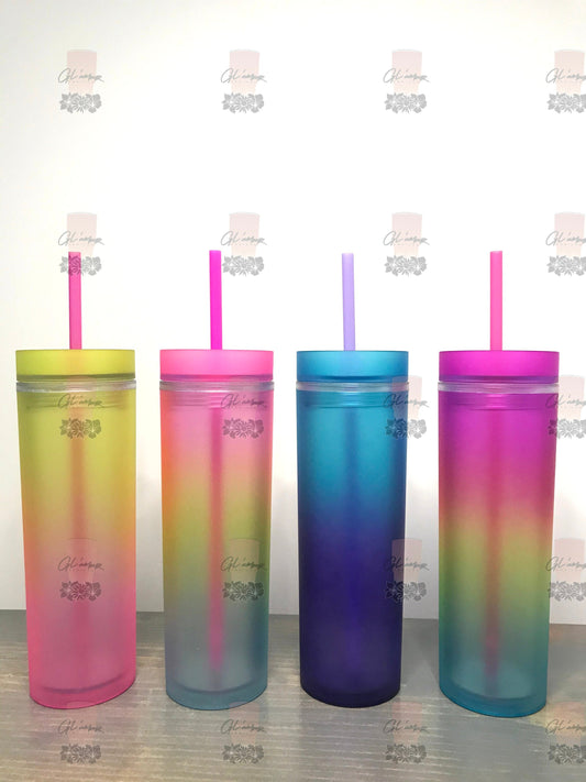 Gradient Ombre Skinny Acrylic 16 oz Tumbler
