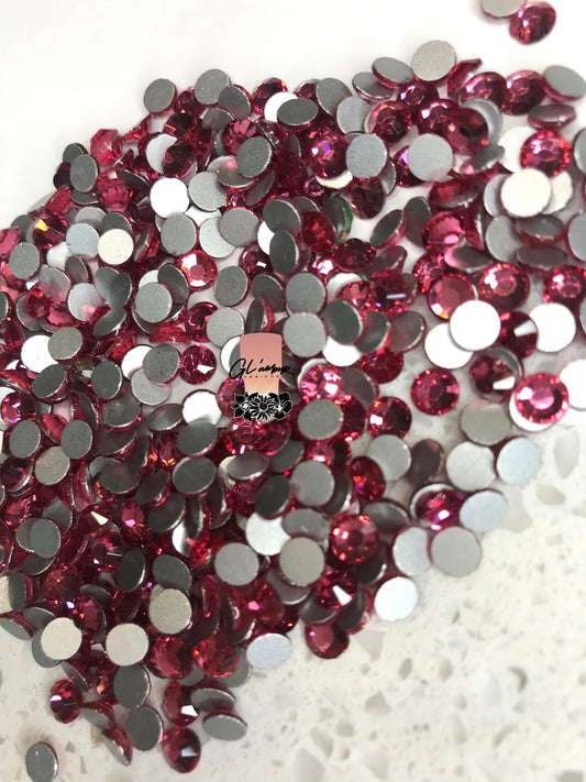 Rose Crystal Glass Flat Back Rhinestones - 1440pcs per bag