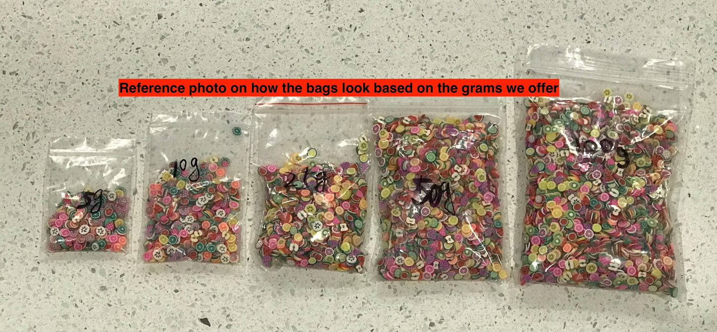 Diamonds, Sunflowers and Seeds Mix Polymer Slices - small 5mm