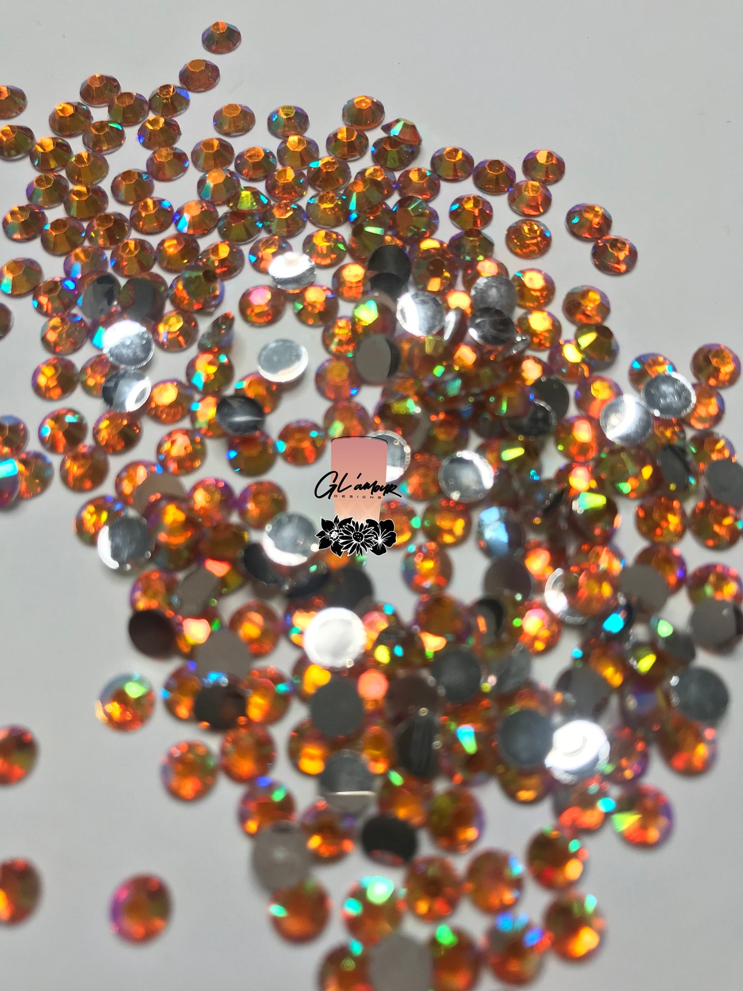 Orange Flat Back Resin Rhinestones - 1000 pcs