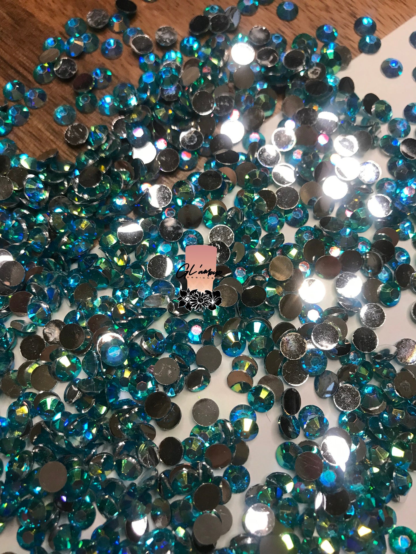 Peacock Blue Flat Back Resin Rhinestones - 1000 pcs