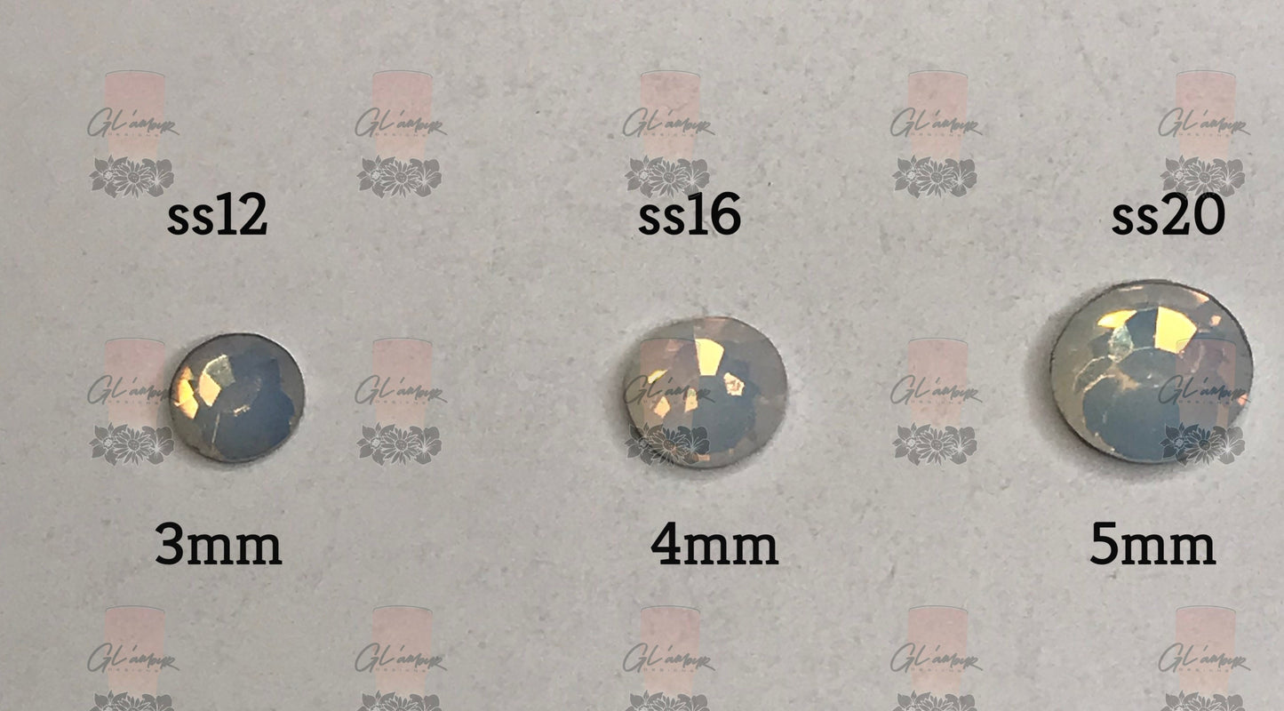Opal White Crystal Glass Flat Back Rhinestones - 1,440 pcs per bag