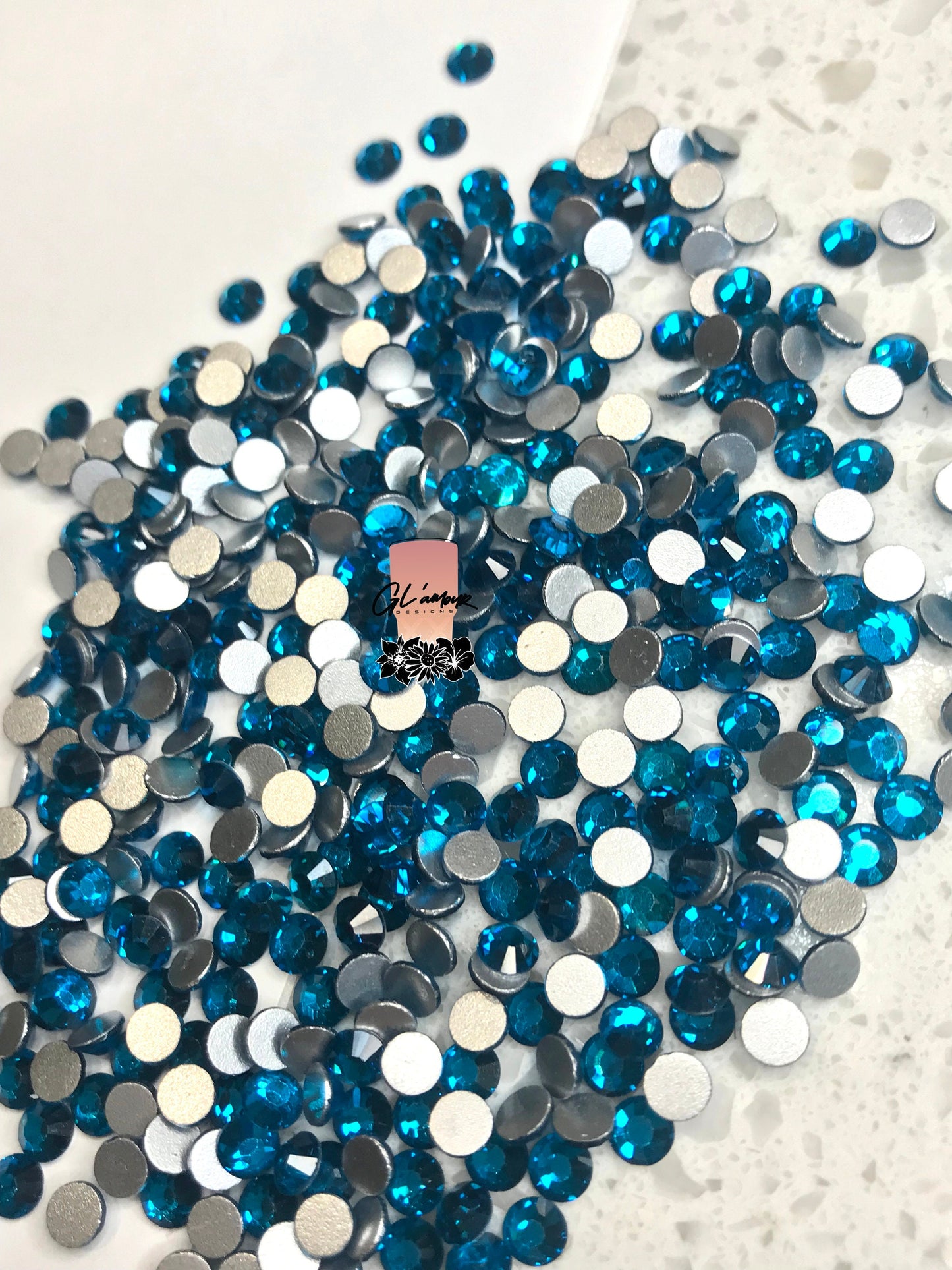 Peacock Blue Crystal Glass Flat Back Rhinestones - 1,440 pcs per bag