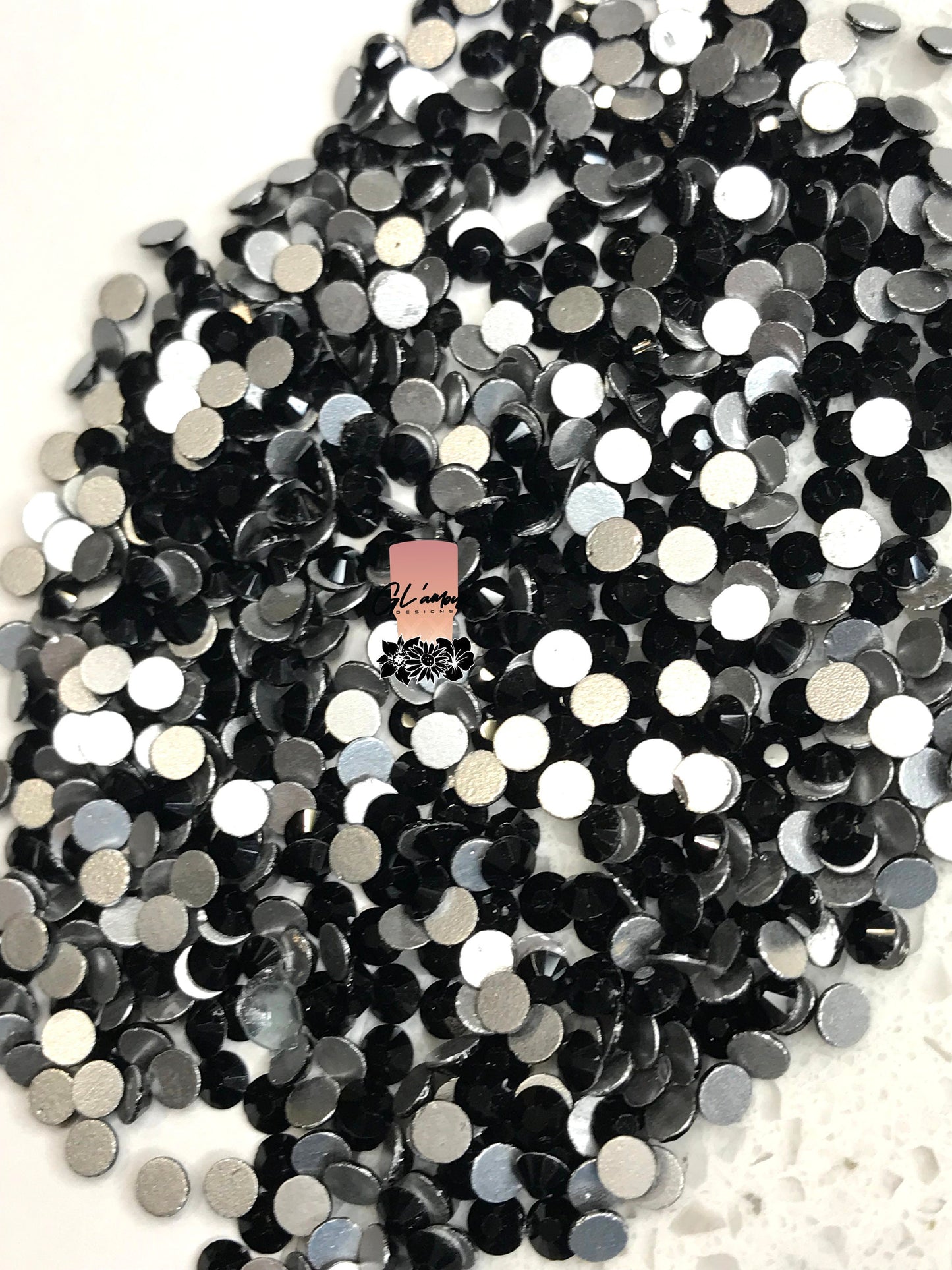 Black Crystal Glass Flat Back Rhinestones - 1440pcs per bag