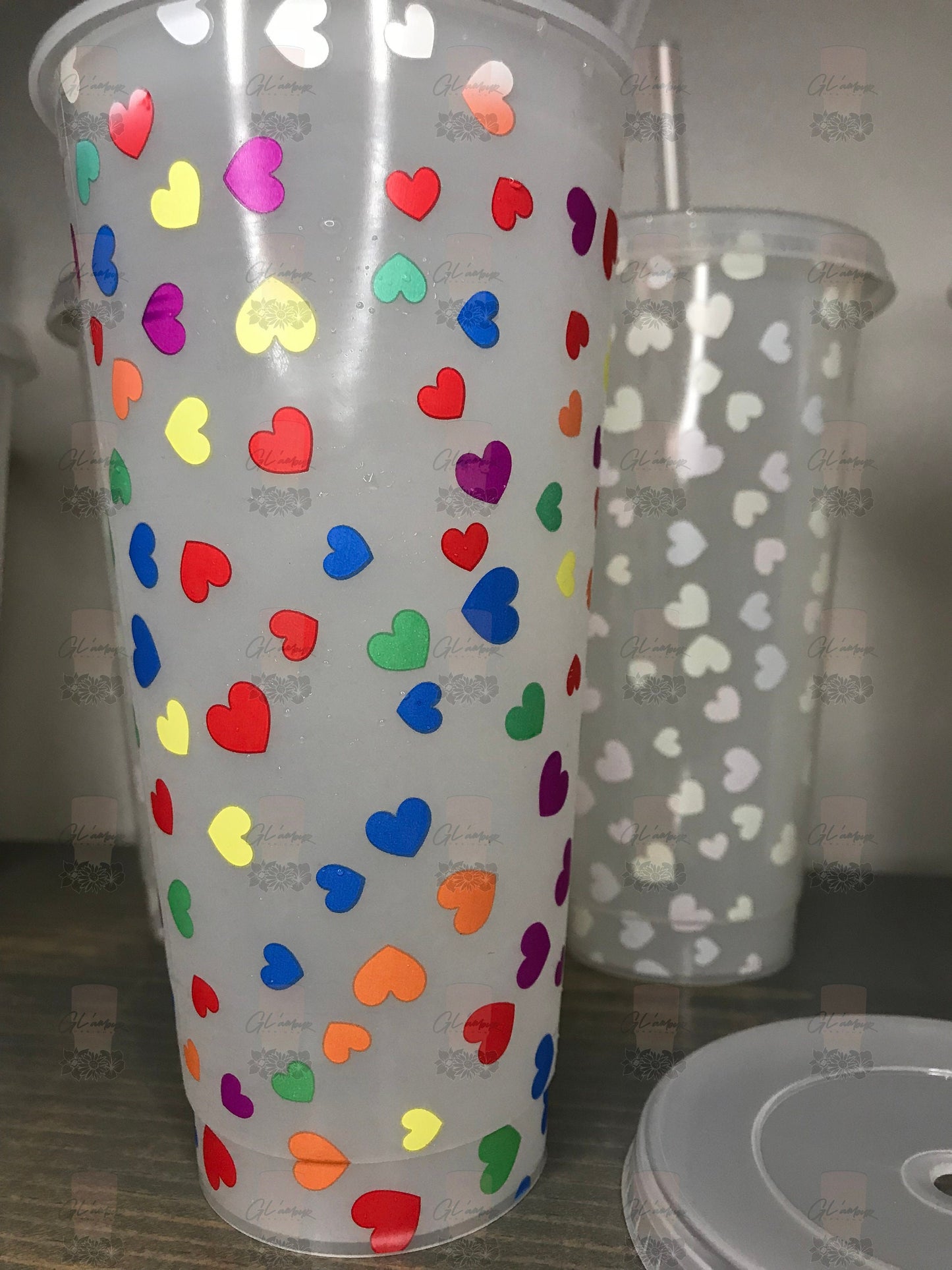 Bundles of 5 Clear Cup /Heart Color Changing