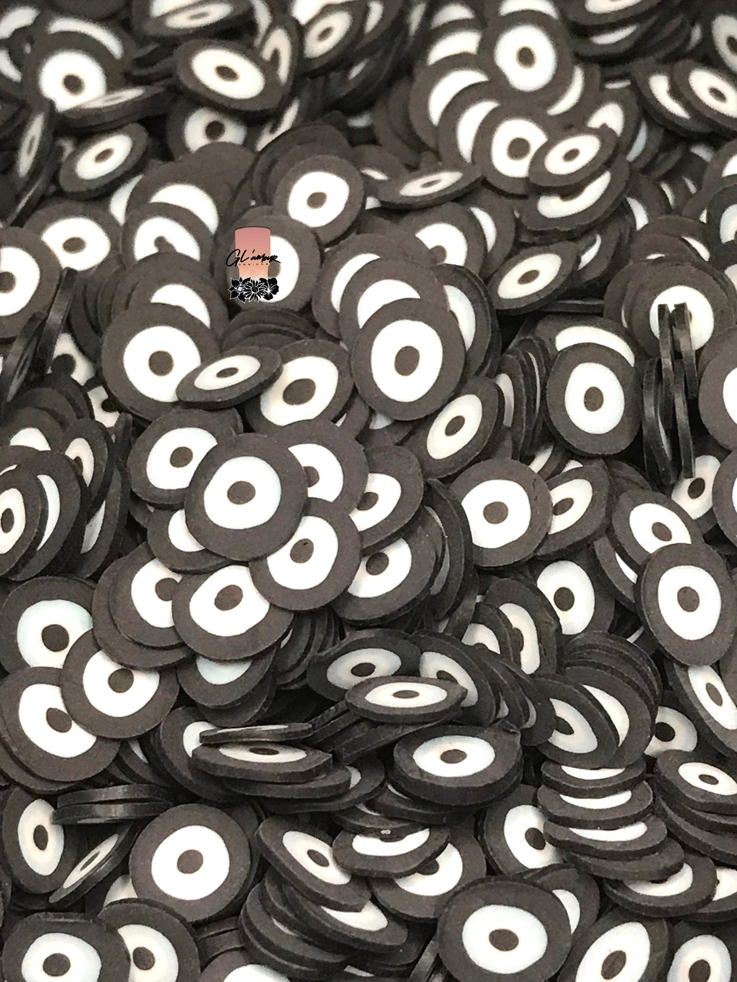 5mm Ojo (Eyeball) Black Polymer Slices -small