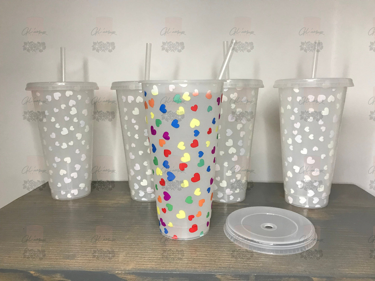 Bundles of 5 Clear Cup /Heart Color Changing