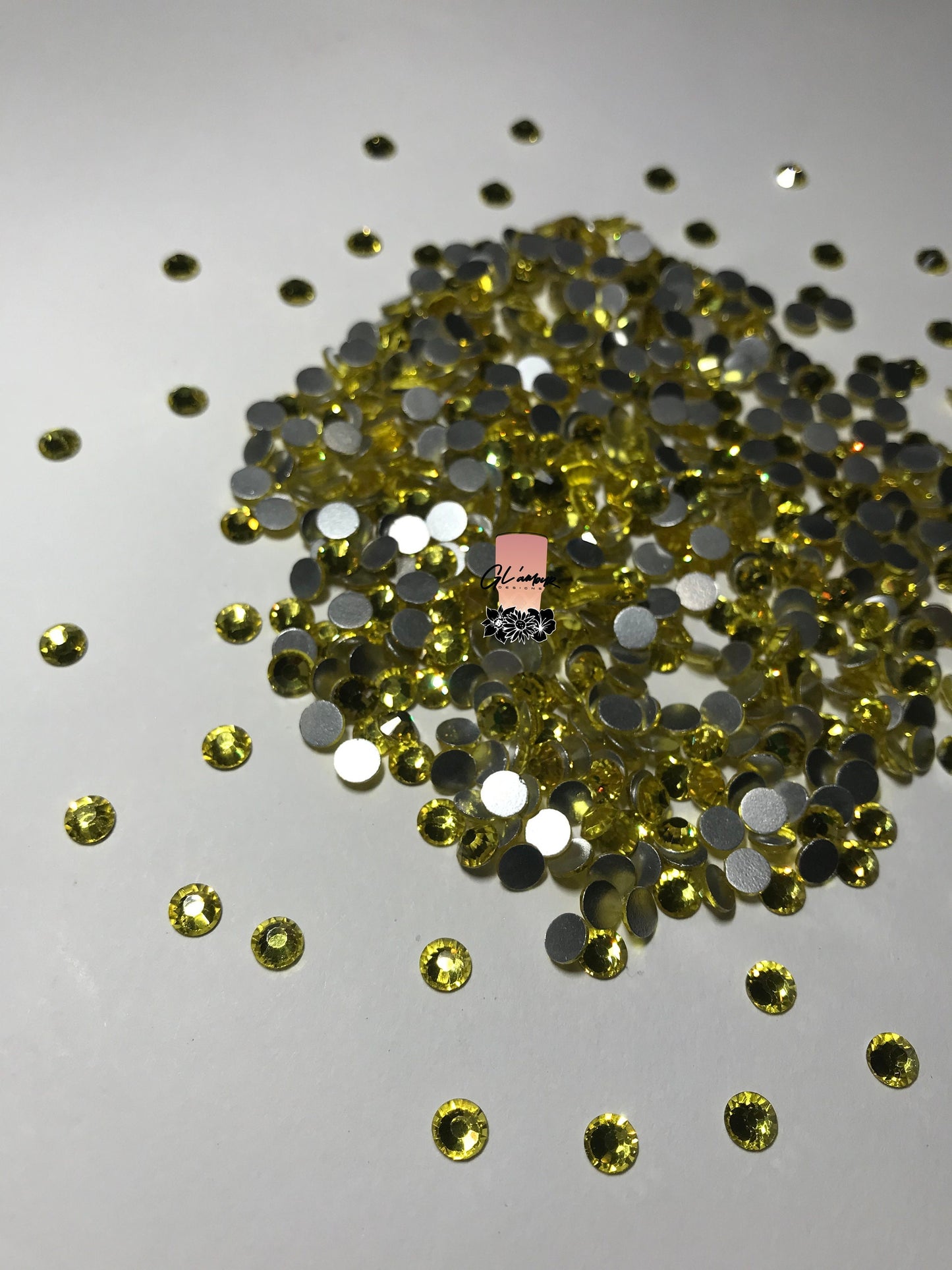 Yellow Crystal Glass Flat Back Rhinestones - 1440pcs per bag
