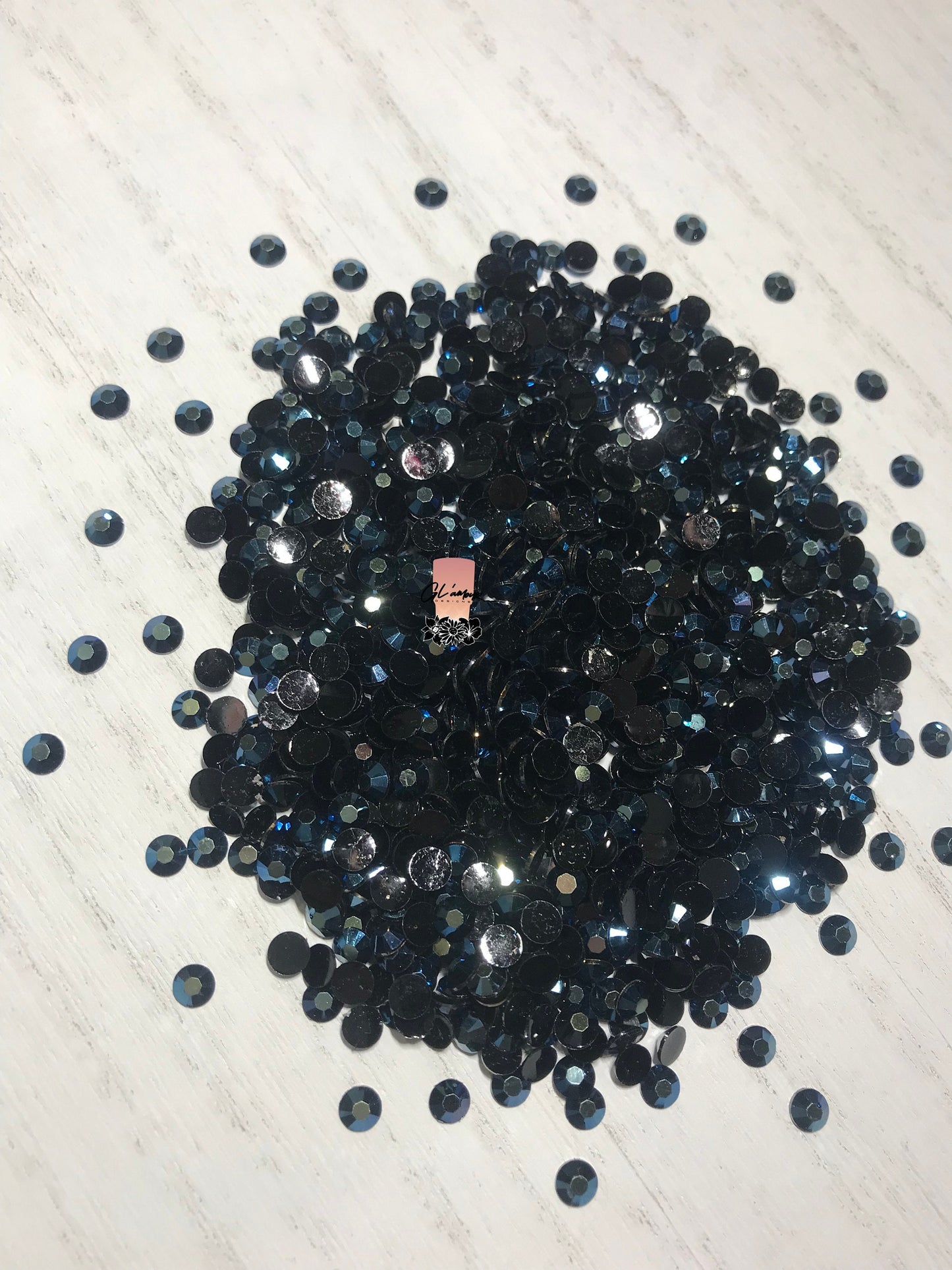 AB Black Navy Blue Flat Back Resin Rhinestones - 1000 pcs