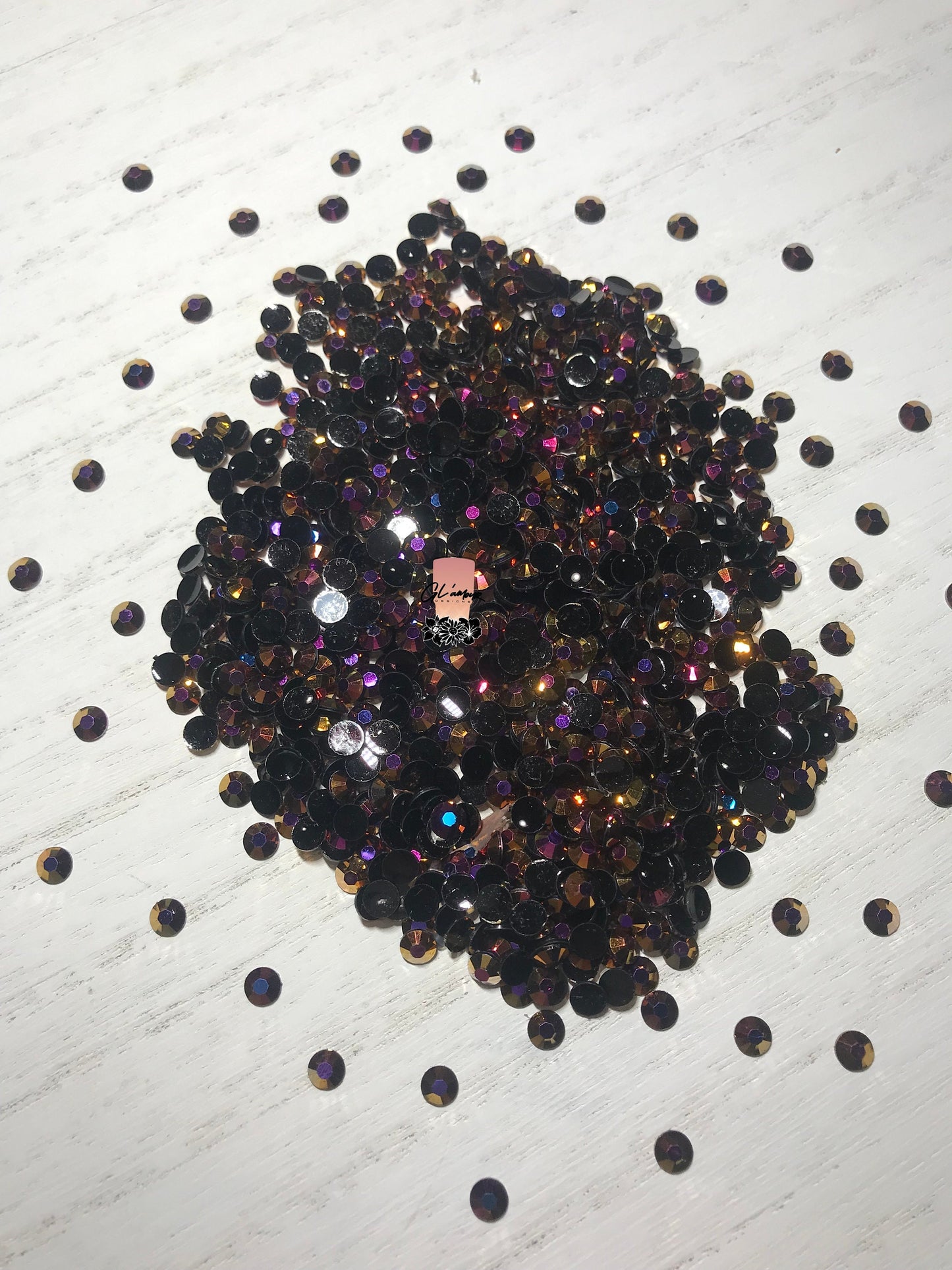 AB Black Rose Gold Flat Back Resin Rhinestones - 1000 pcs