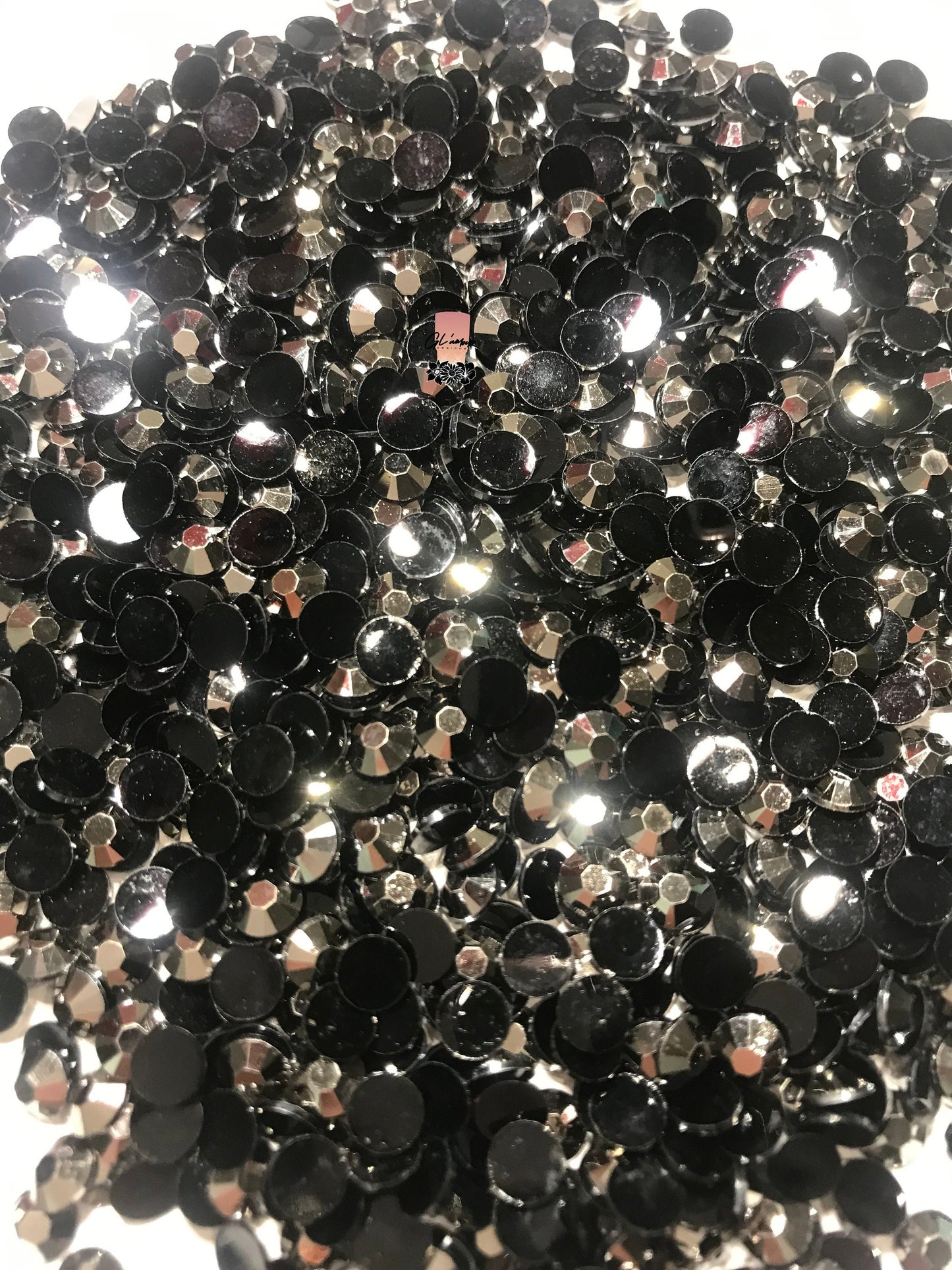 Hematite Flat Back Resin Rhinestones - 1000 pcs
