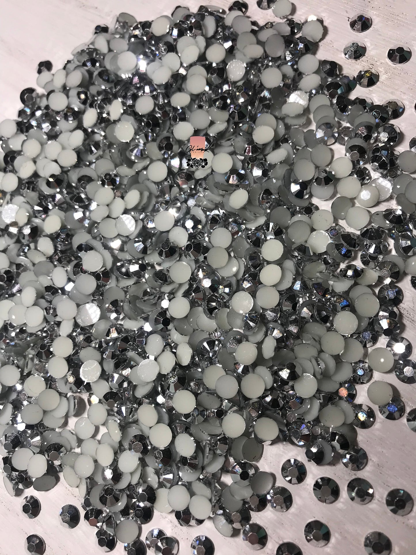 Silver Flat Back Resin Rhinestones - 1000 pcs