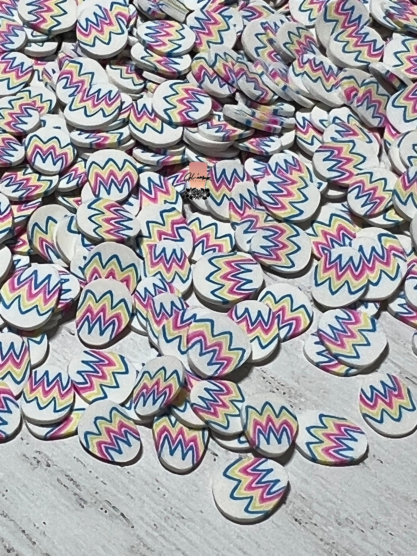 Easter Egg (White-Tie Dye) Polymer Slices -small 5mm