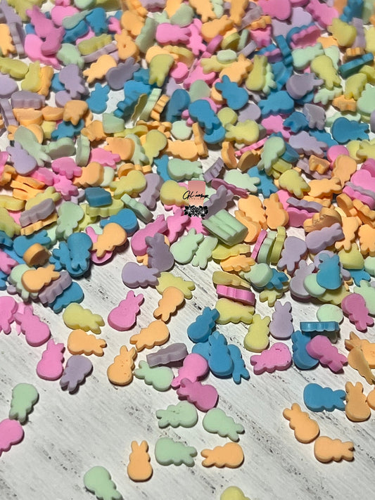 5mm Easter Pastel Bunnies Polymer Slices -small