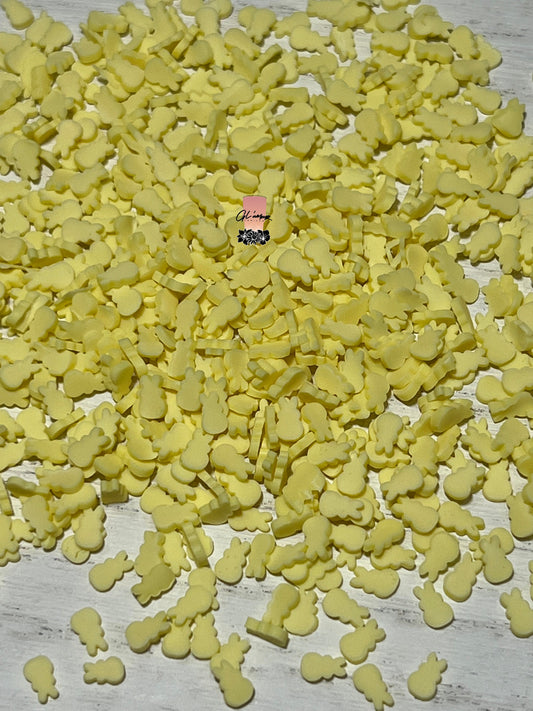 Light Yellow Bunnies Polymer Slices - small 5mm