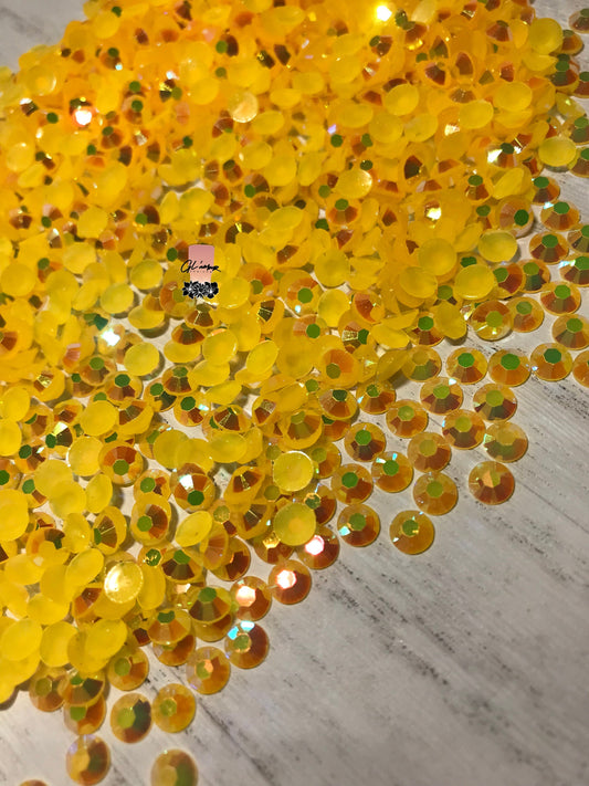 AB Jelly Orange Yellow Flat Back Resin Rhinestones - 1000 pcs