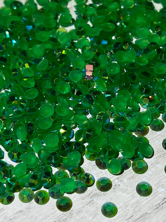 AB Jelly Emerald Flat Back Resin Rhinestones - 1000 pcs