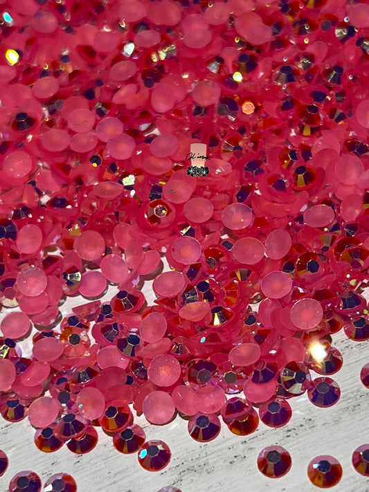 AB Jelly Dark Pink Flat Back Resin Rhinestones - 1000 pcs