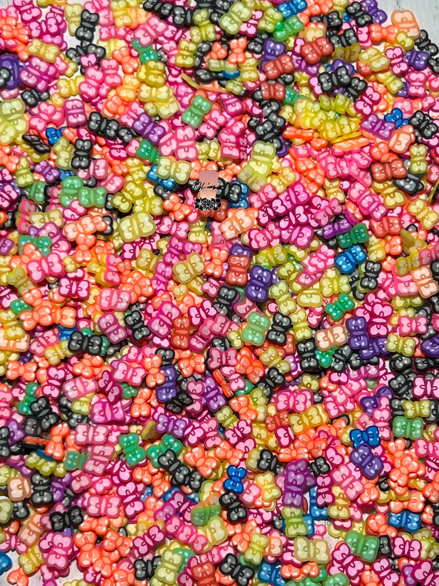 Neon Bows Polymer Slices -small 5mm