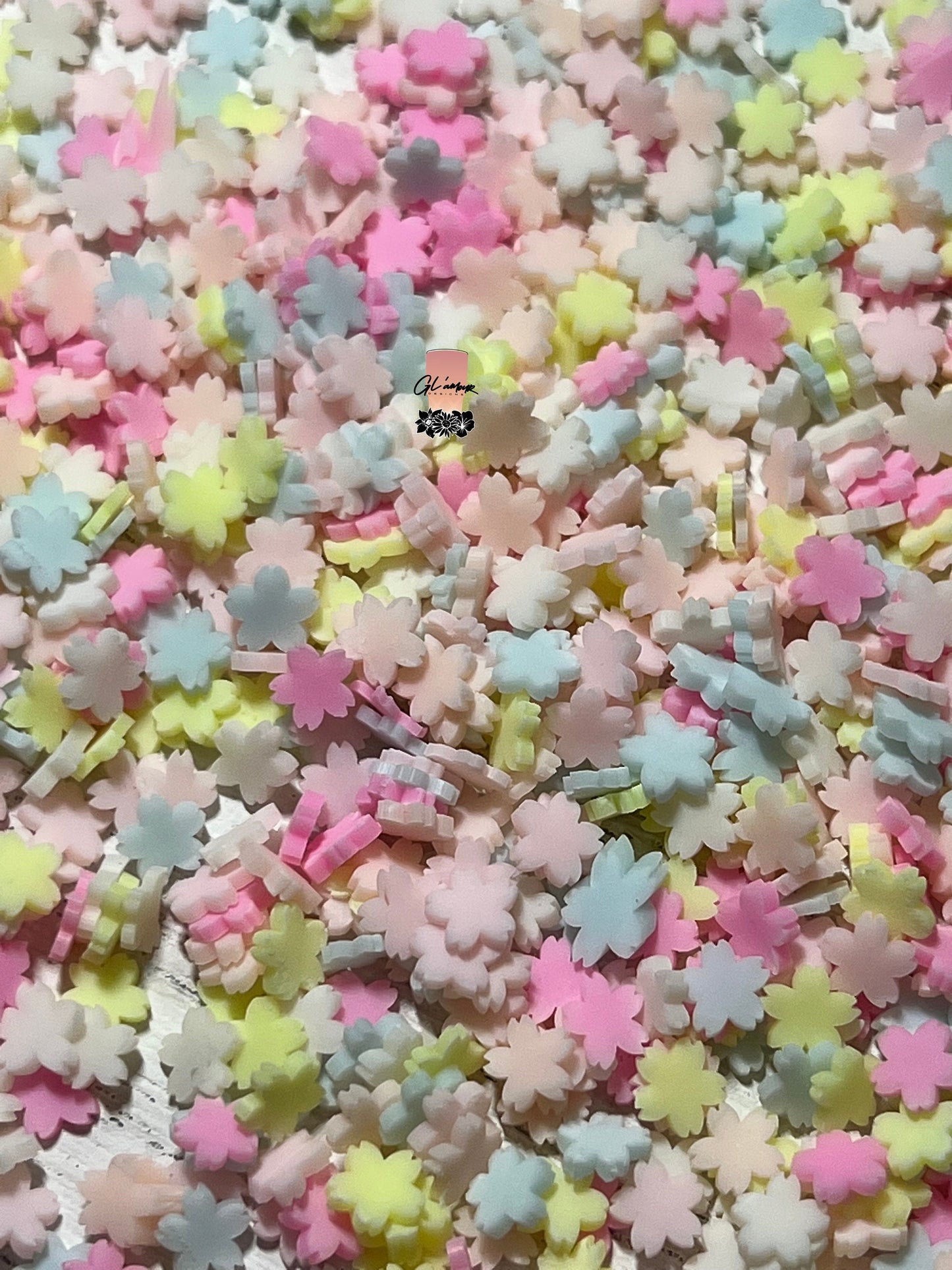 Pastel Flowers Polymer Slices - small 5mm
