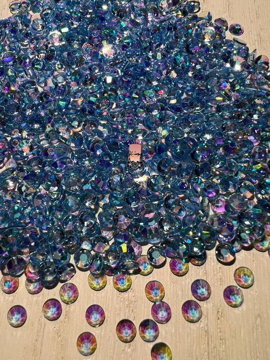 AB Transparent Light Sapphire Flat Back Resin Rhinestones - 1000 pcs