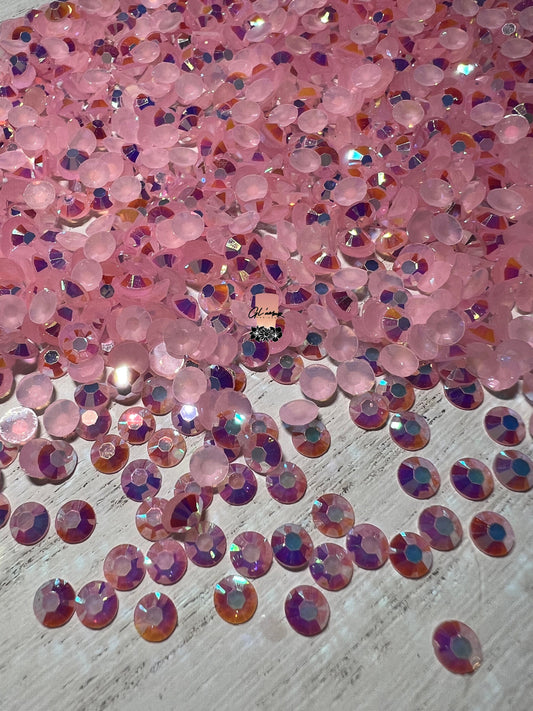 AB Jelly Pink Flat Back Resin Rhinestones - 1000 pcs