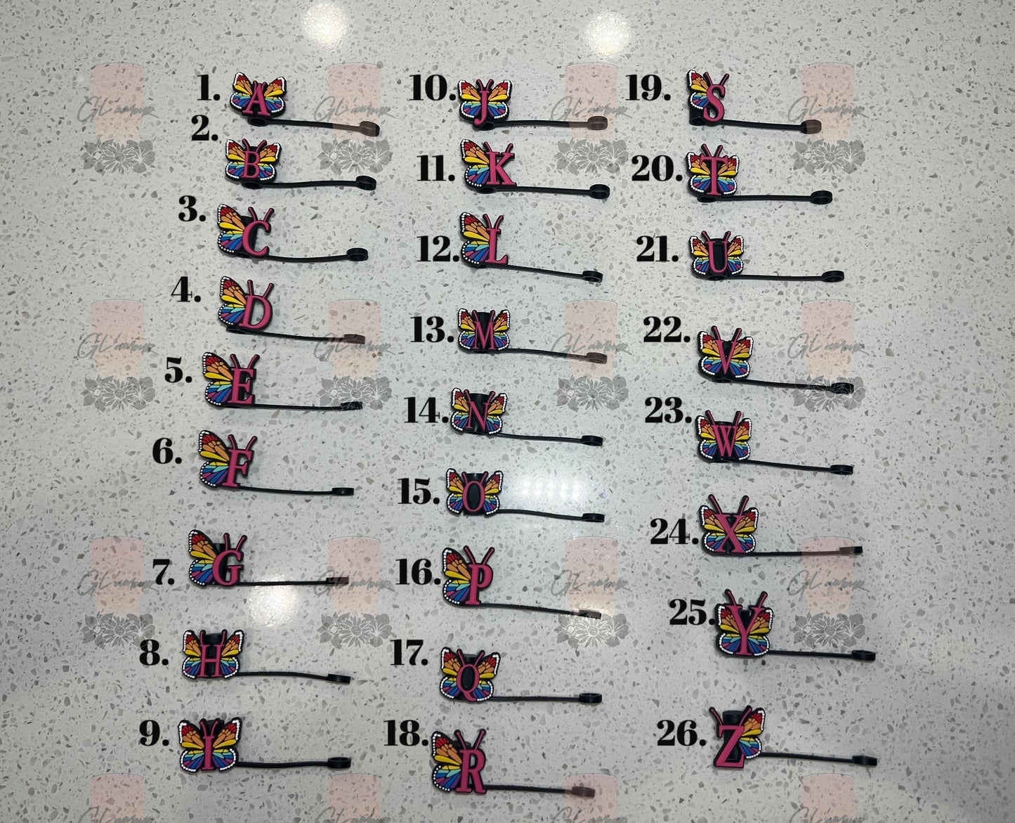 Alphabet Butterfly Straw Toppers
