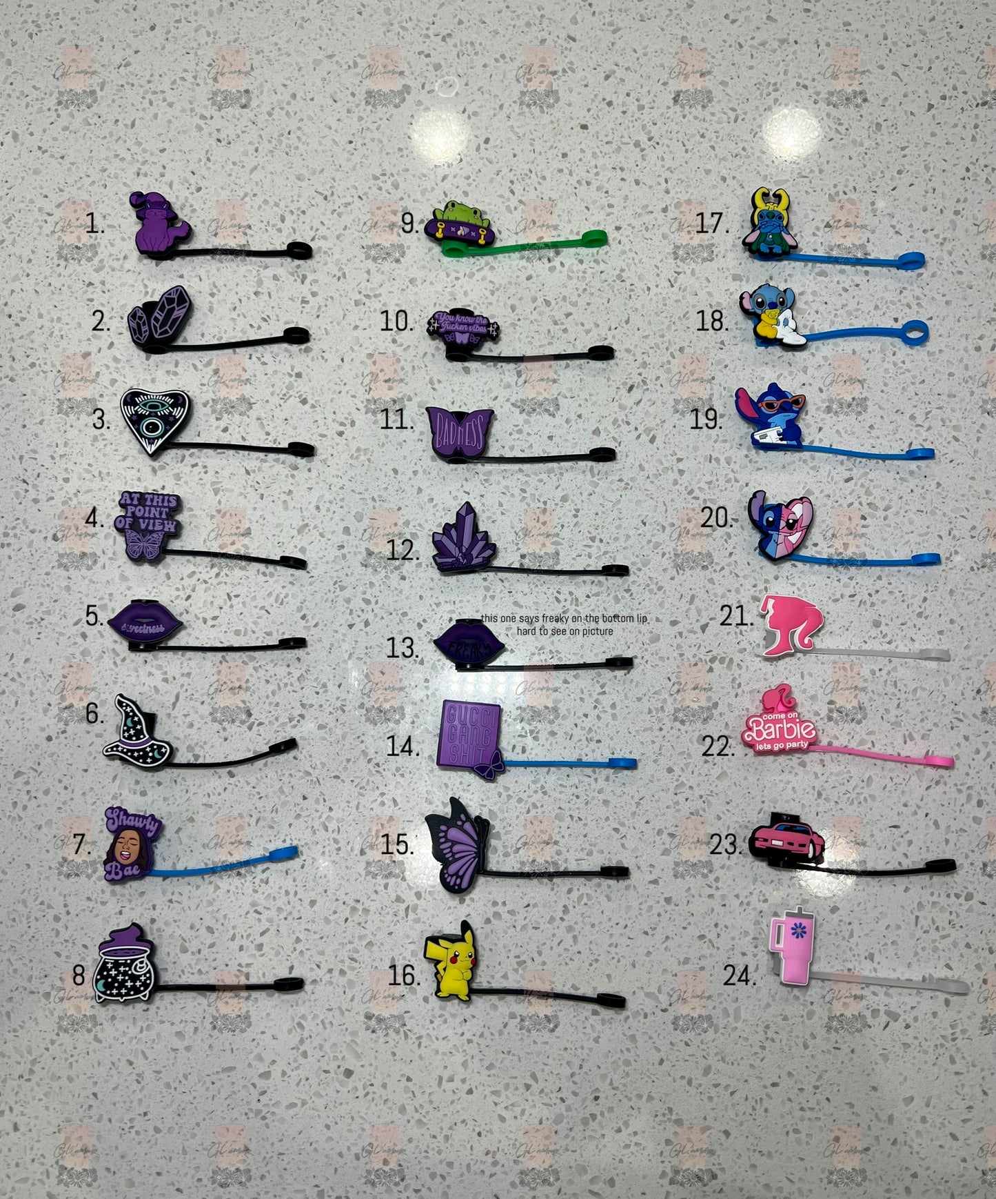 Crystals and More Straw Toppers