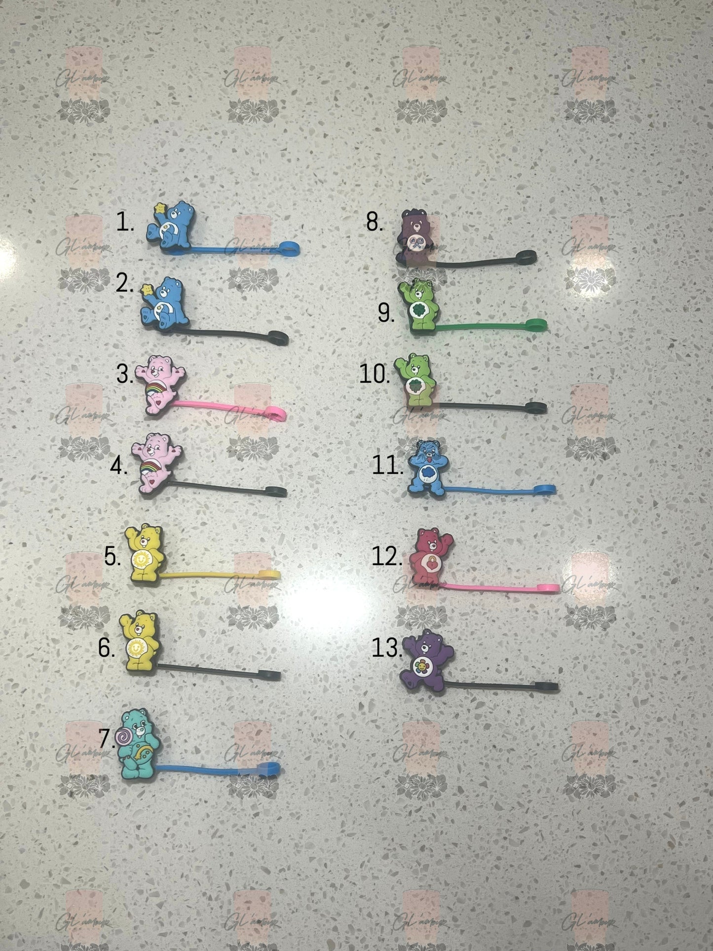 Colorful Bears Straw Toppers