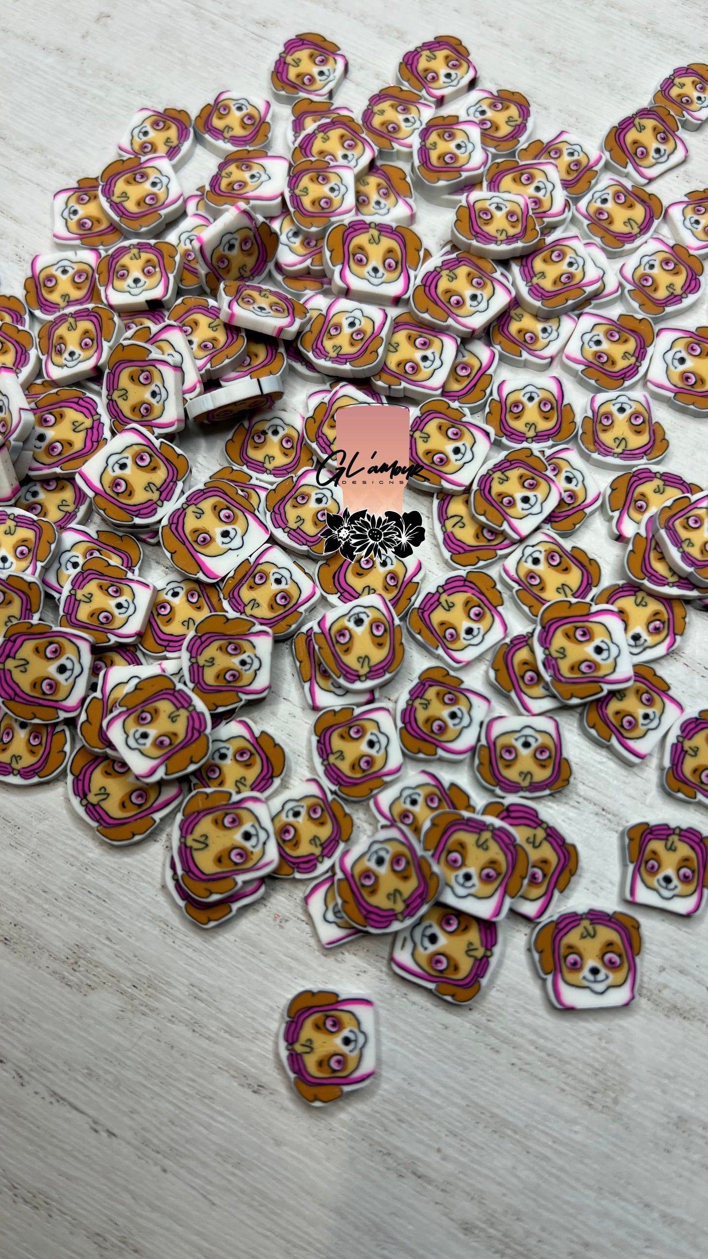 Pink Dog Patrol Polymer Slices - 10mm Large
