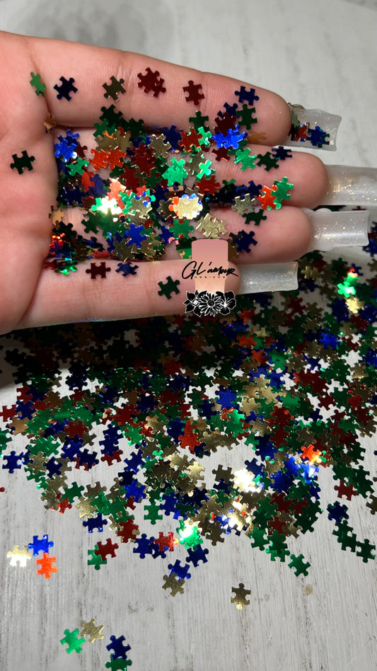 Puzzle Shape Glitter - 6MM