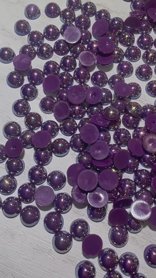 Amethyst AB Half Flat Back Pearls sizes 3mm-8mm