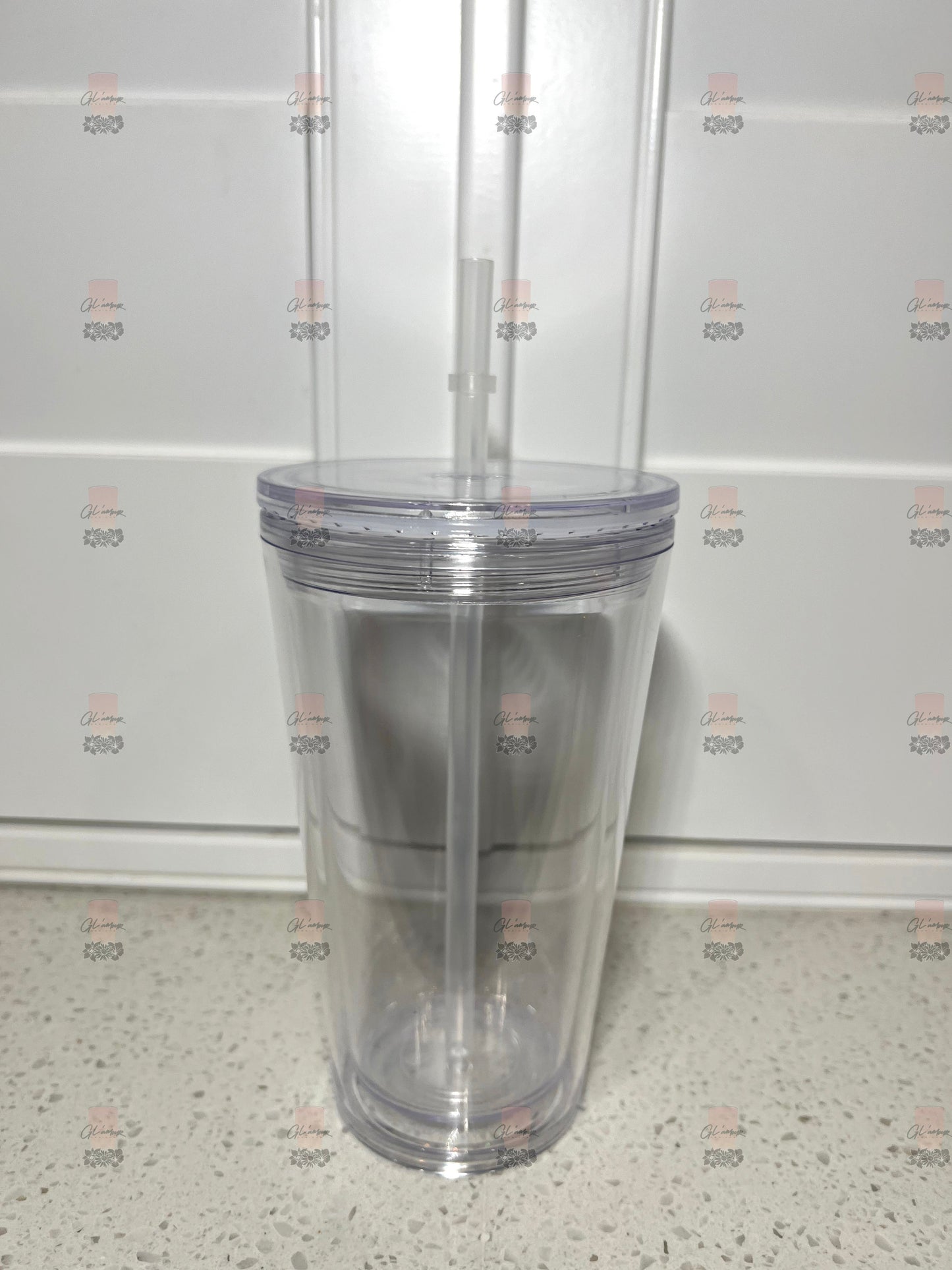 Pre- Drilled Double Wall Tumbler, Clear Lid/Straw – REMA