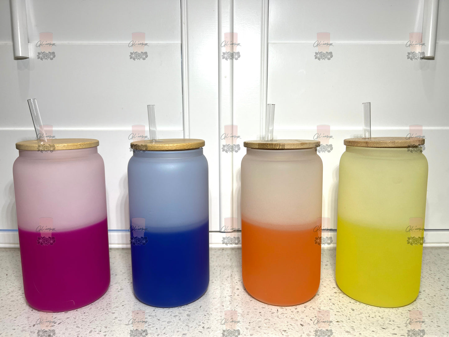 Sublimation Color Changing Glass Cans| Beer Cans with Bamboo Lid 16 oz