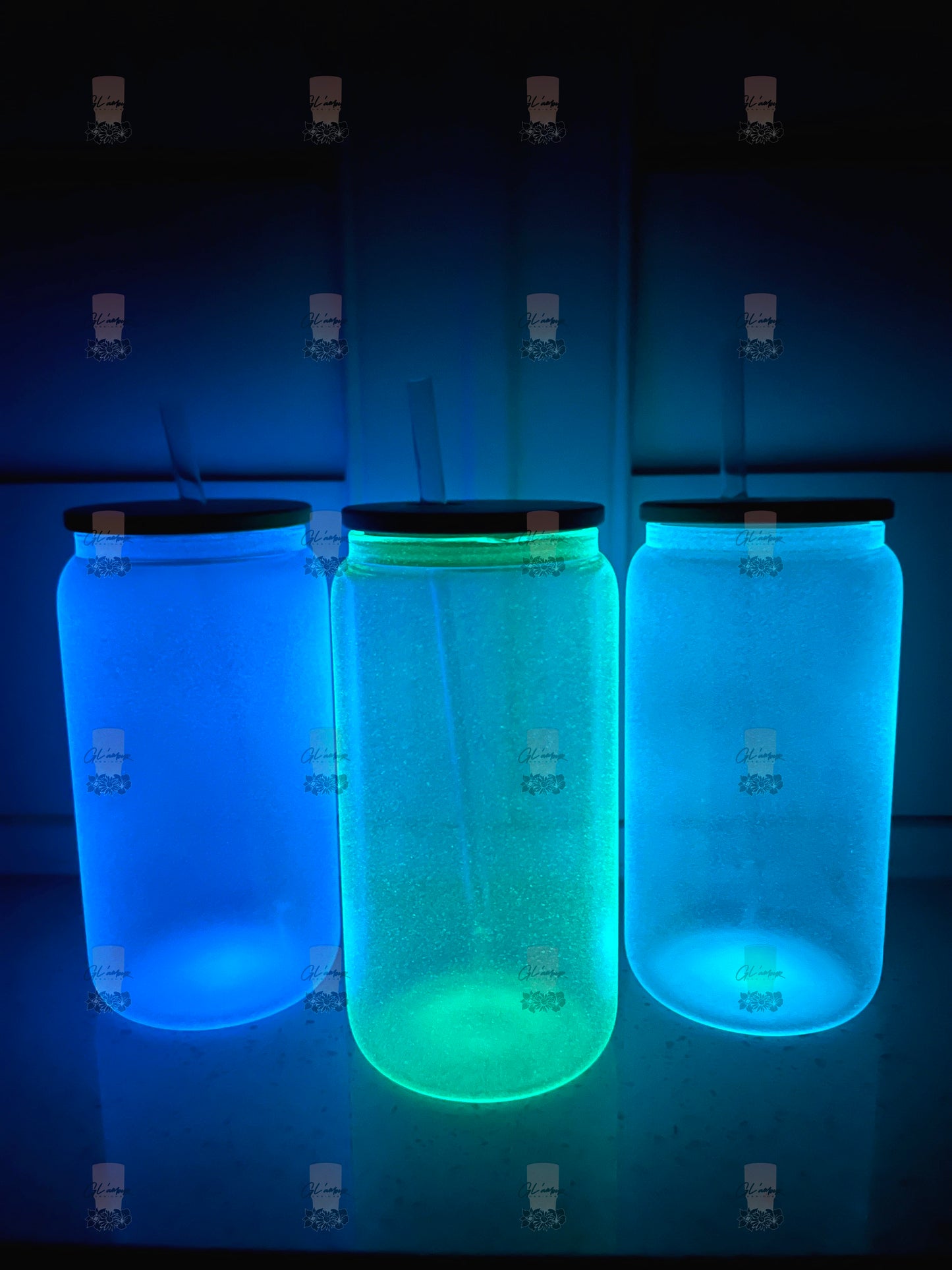Sublimation Glow in The Dark Glass Cans with Bamboo Lid 16 oz