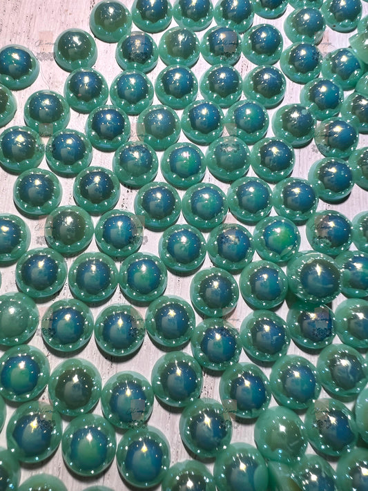 Aqua AB Half Flat Back Pearls sizes 3mm-8mm