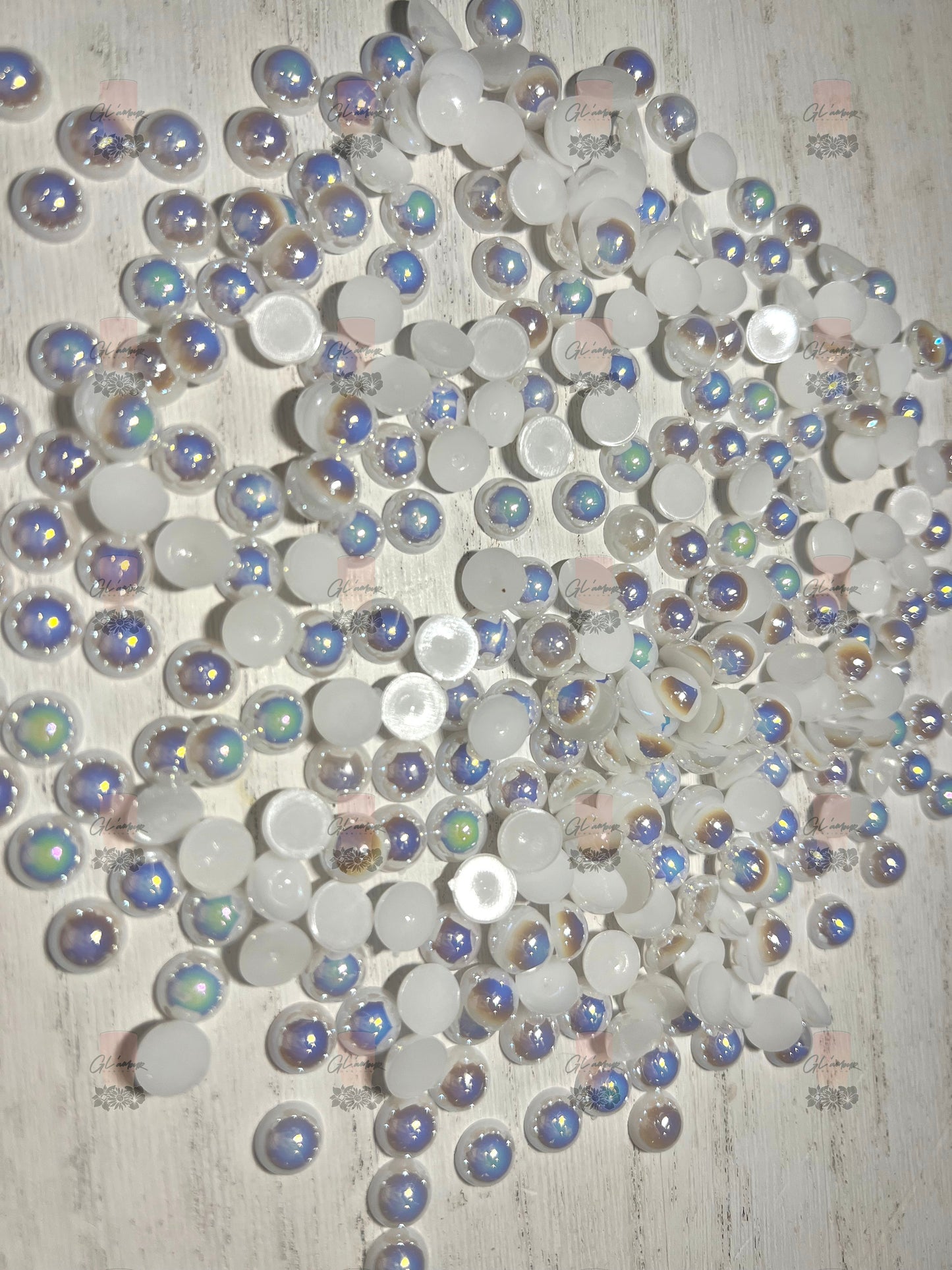 White AB Half Flat Back Pearls sizes 3mm-8mm