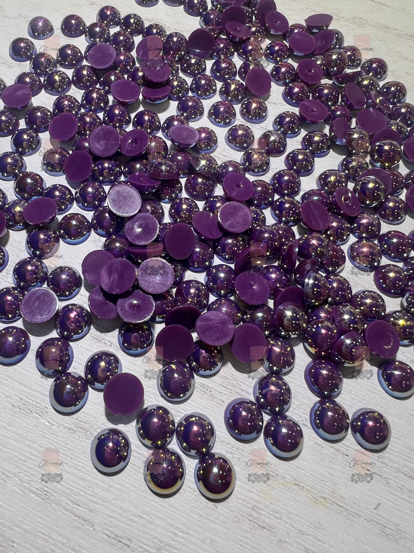 Amethyst AB Half Flat Back Pearls sizes 3mm-8mm