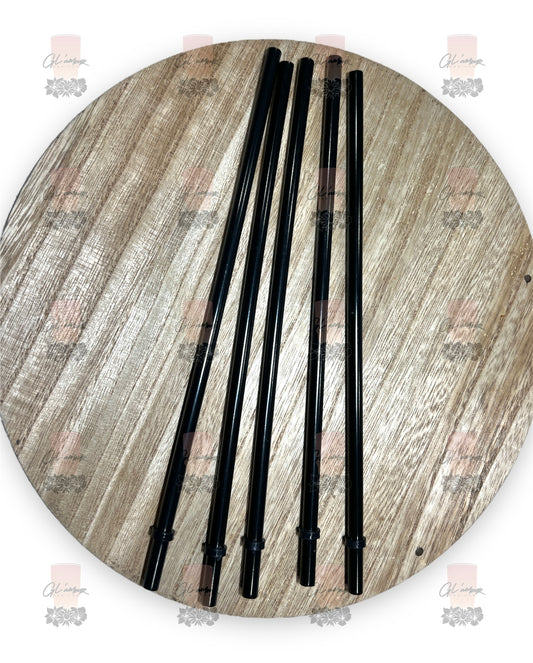 24 oz Plastic Black Straws - 10.5"