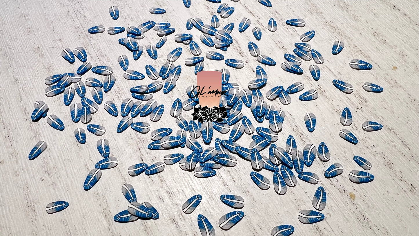 Blue Feather Polymer Slices - 5mm Small