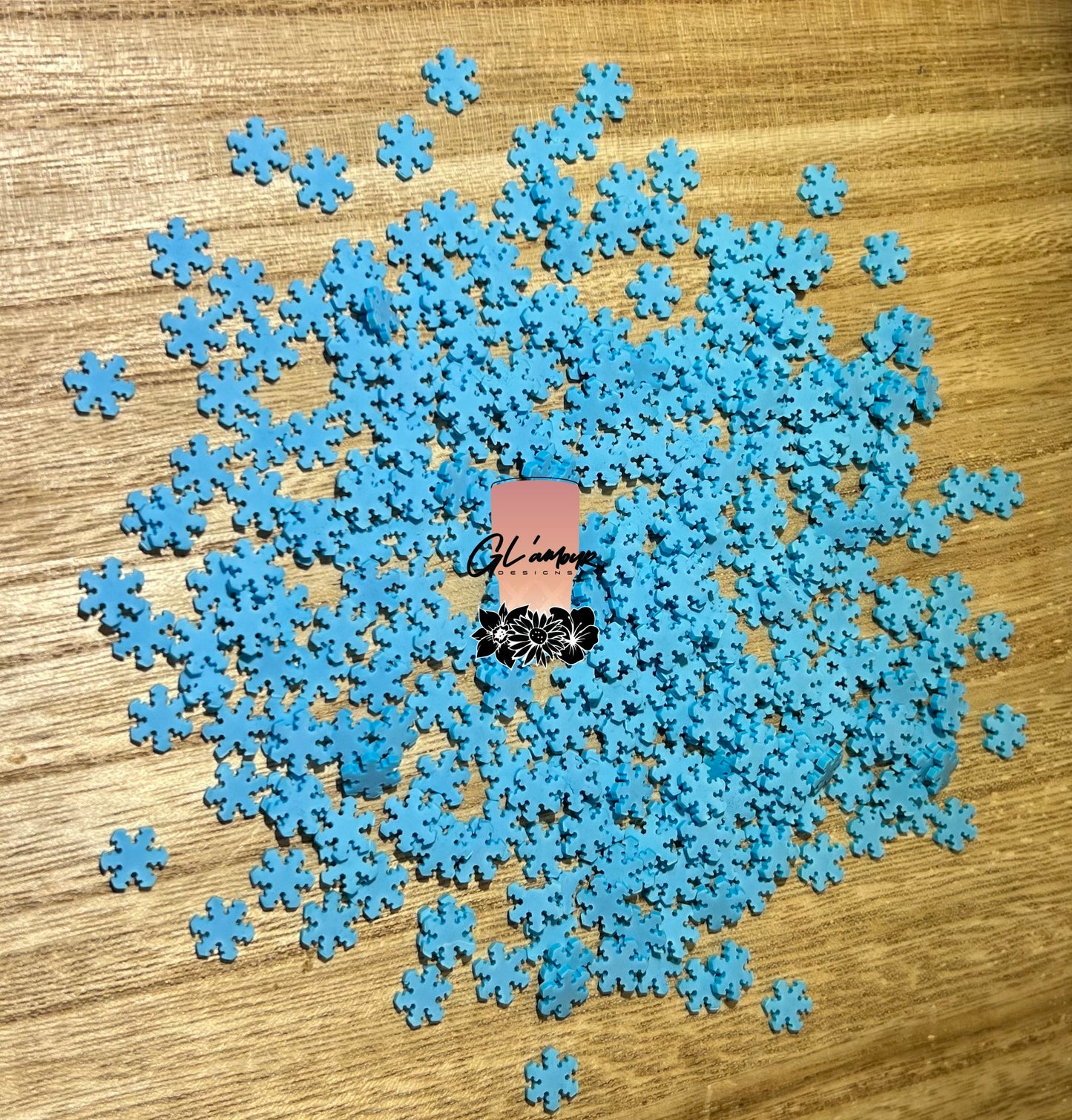 Blue Snowflake Polymer Slices- 10mm Large