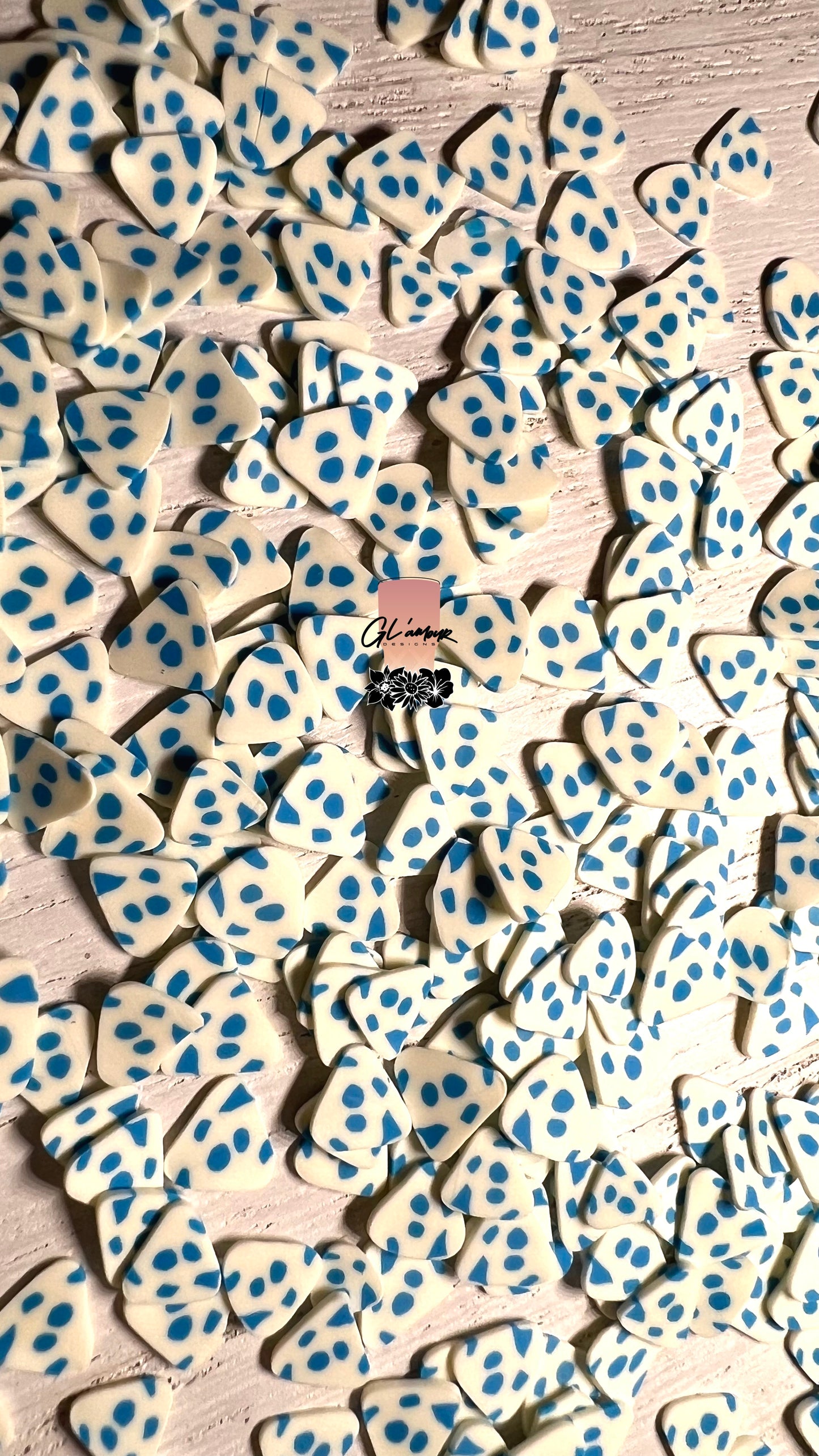 Blue and White Cheese Slice Polymer Slices - 5mm Small