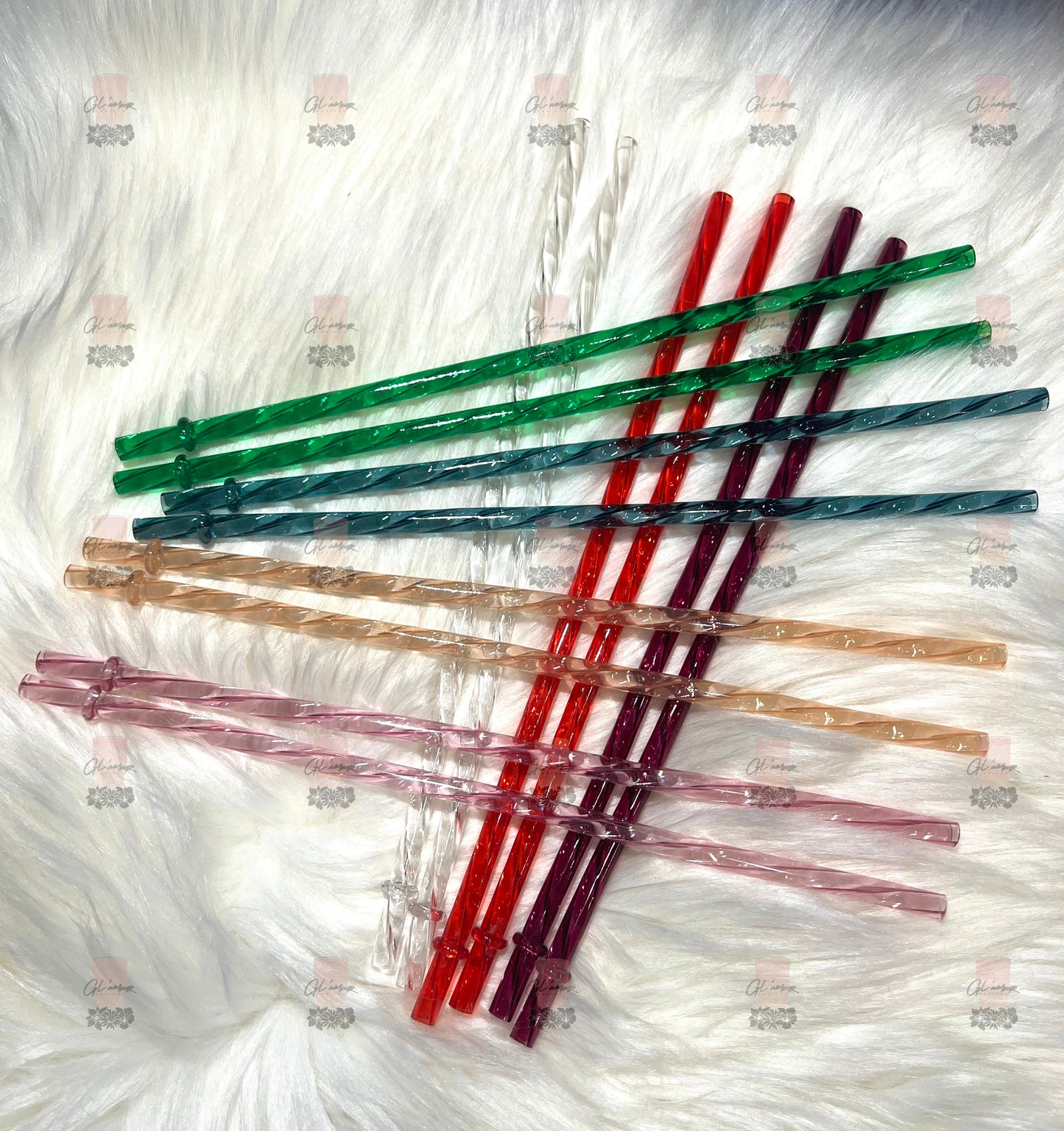 Coral Swirl Crystal Straw
