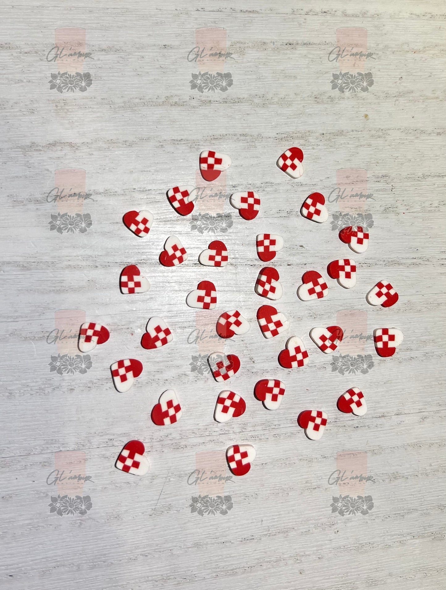 Checker Heart Polymer Slices- 10mm Large