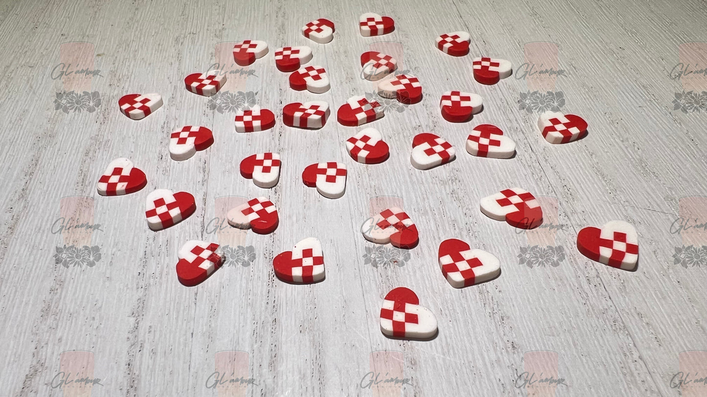 Checker Heart Polymer Slices- 10mm Large